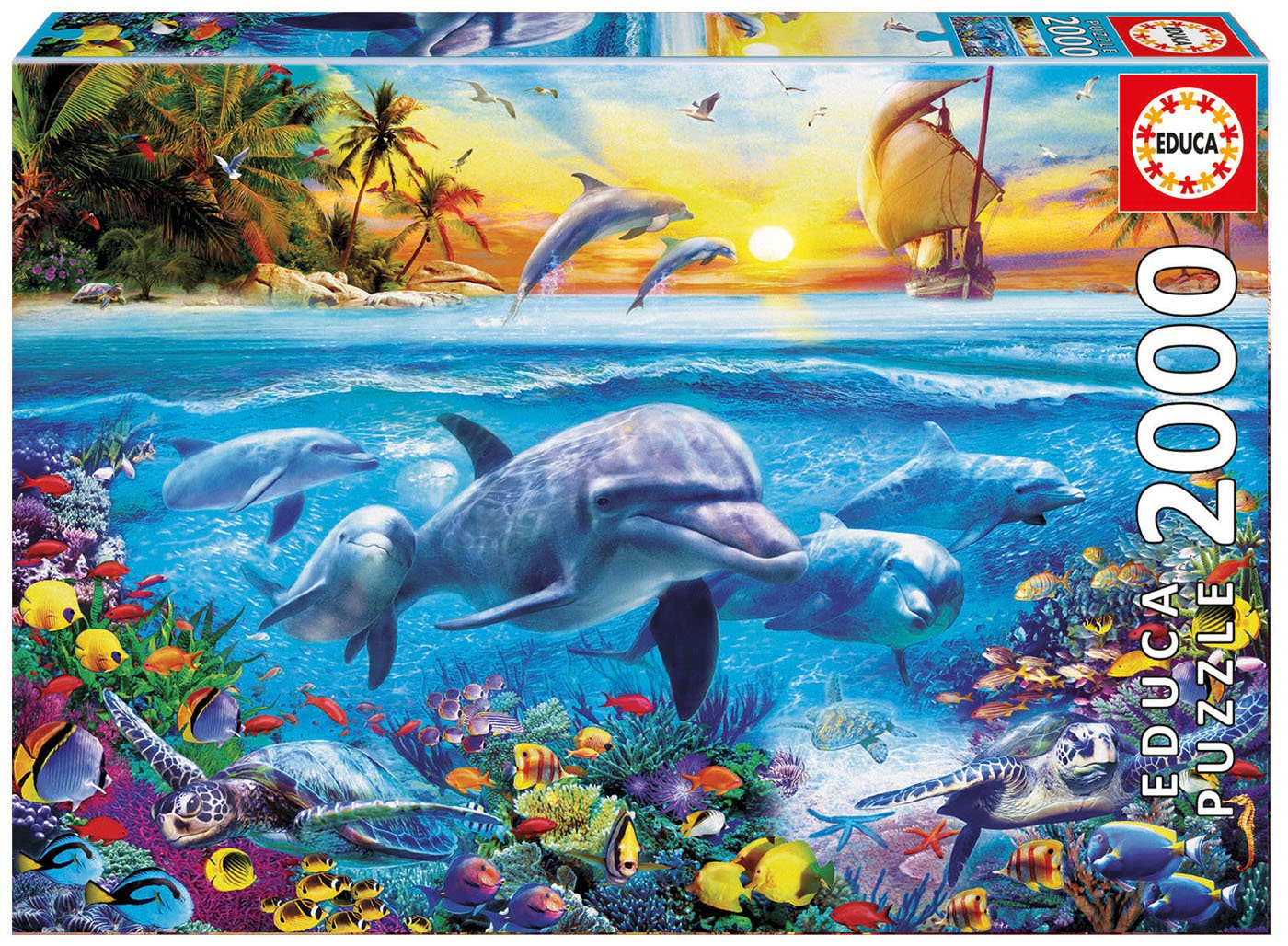 educa-17672-delfinfamilie-puzzle-2000-teile-96x68-cm image 1