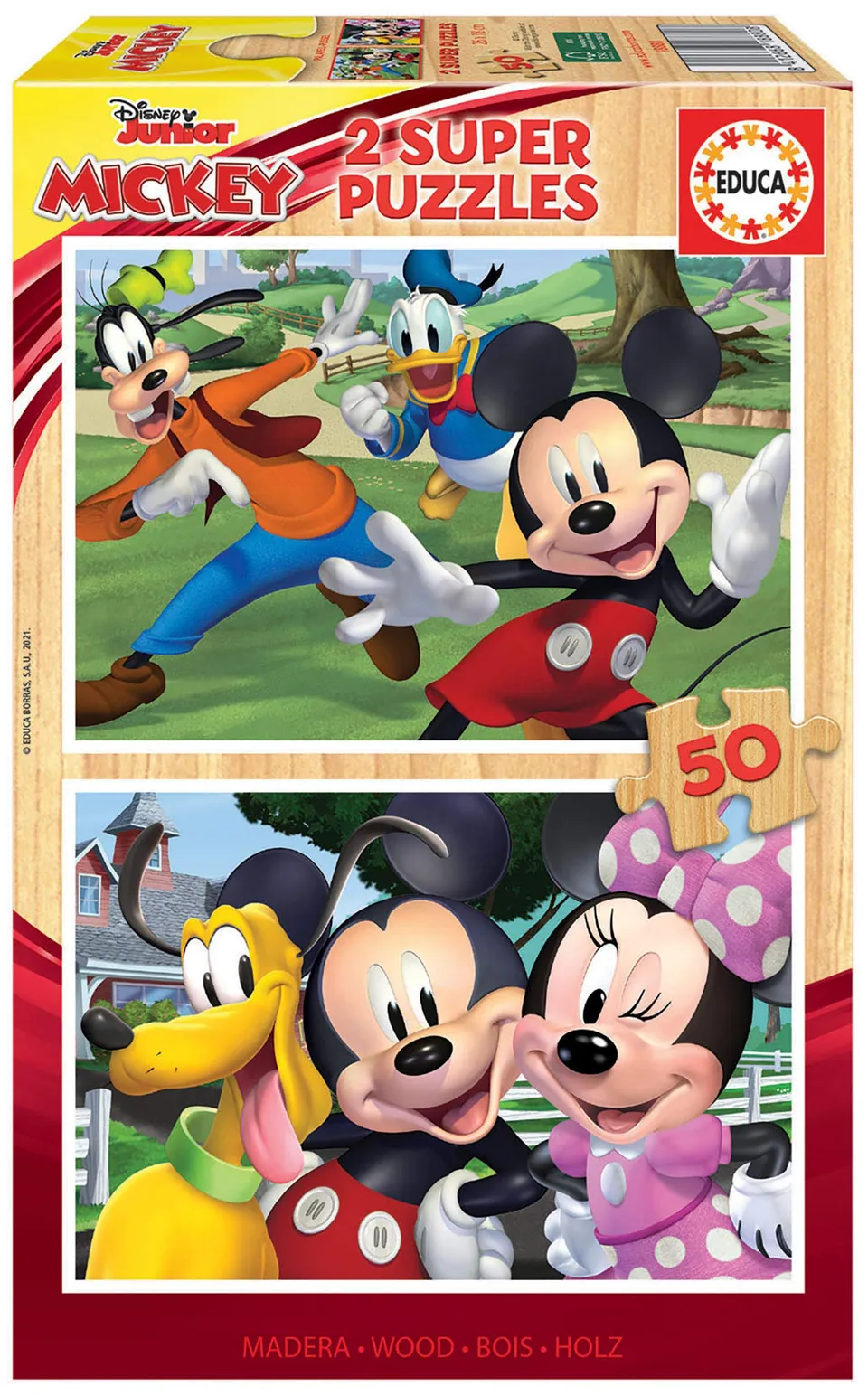 educa-mickey-und-freunde-holzpuzzle-2x50-teile-ab-4-jahren image 1