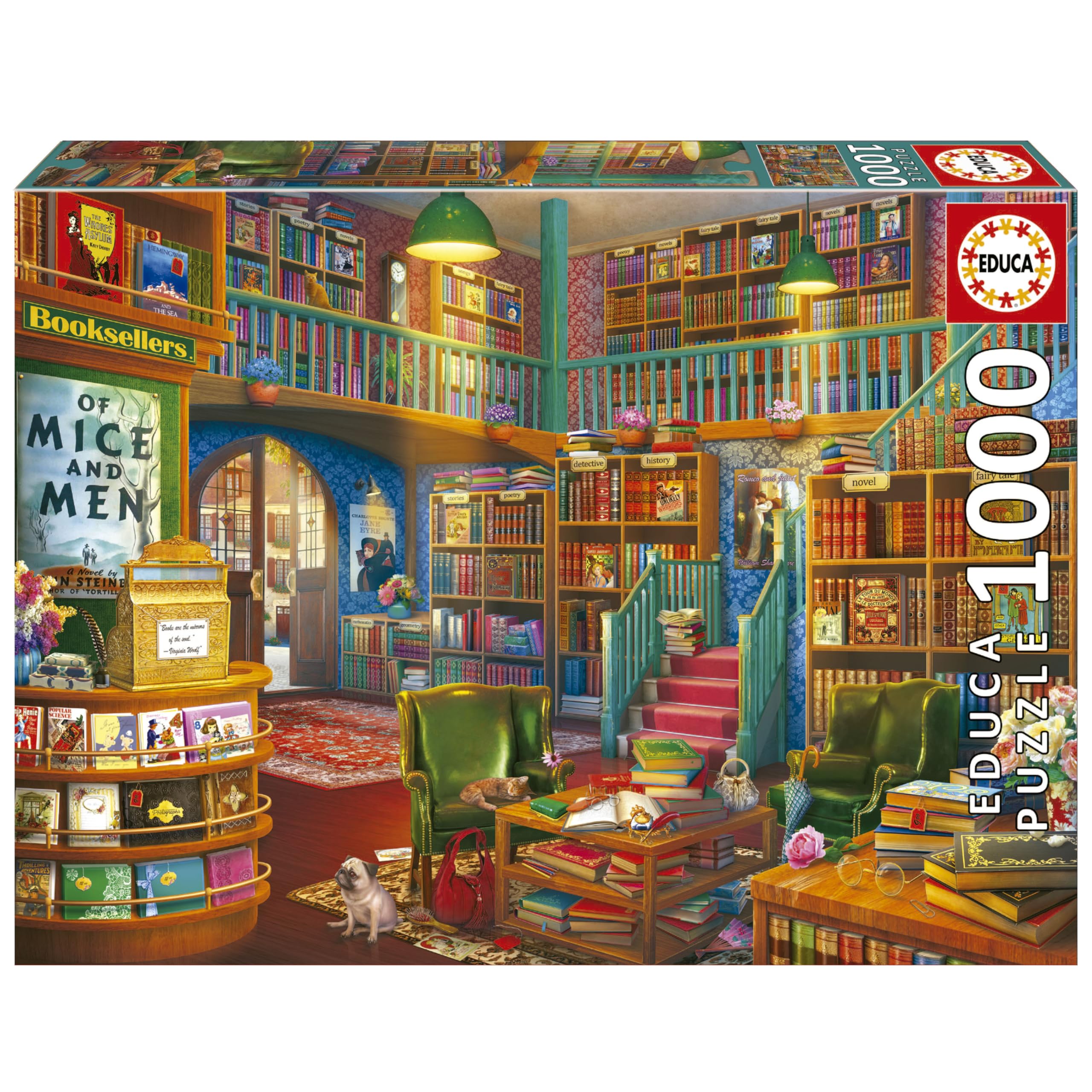educa-19925-bibliothek-puzzle-1000-teile-katzen image 1