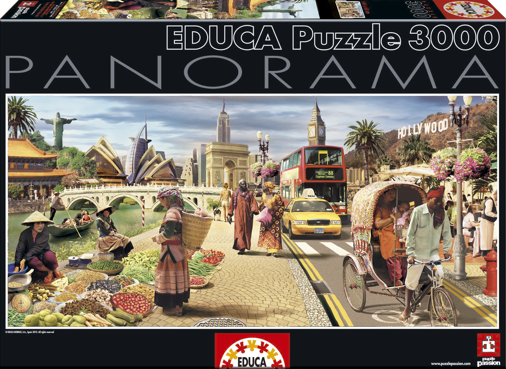 educa-15545-globale-welt-panorama-puzzle-3000-teile-weltkarte image 1