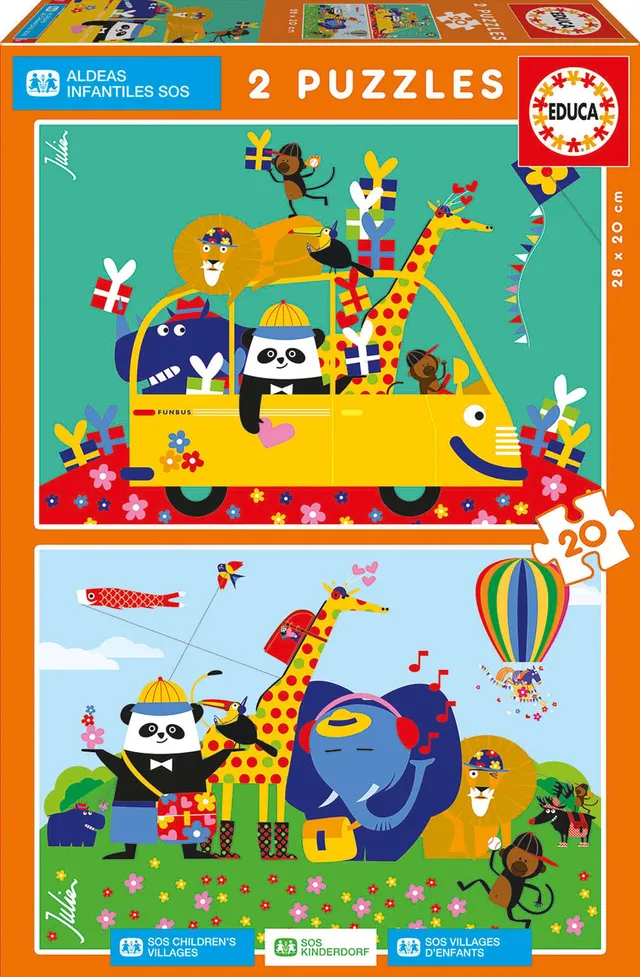 educa-sos-kinderdorf-kinderpuzzle-2x20-teile-ab-3-j image 1