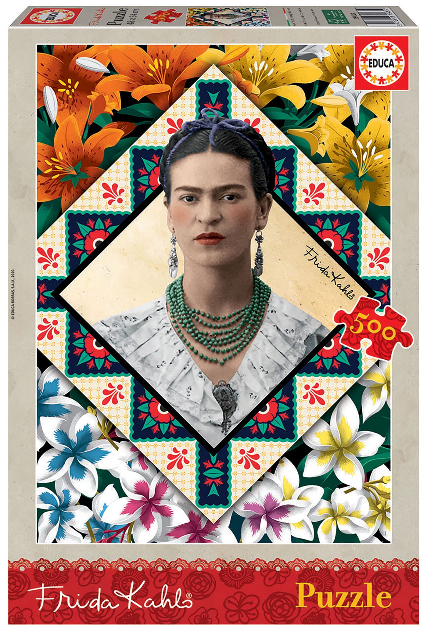 educa-18483-frida-kahlo-500-teile-puzzle-kunst-portrait image 1
