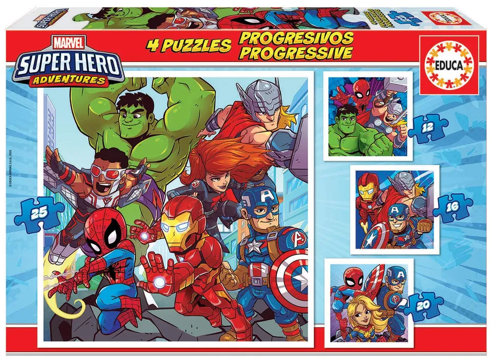 educa-marvel-super-heroe-18647-kinderpuzzle-4in1-12-25-teile image 1