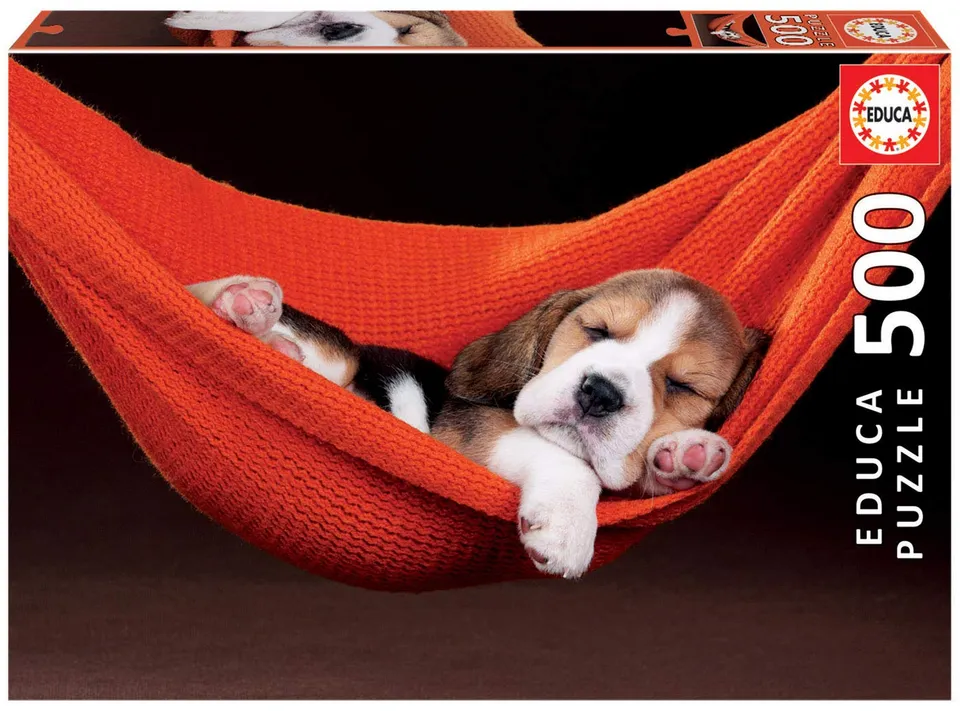 educa-18477-hundewelpe-in-h-ngematte-puzzle-500-teile image 1