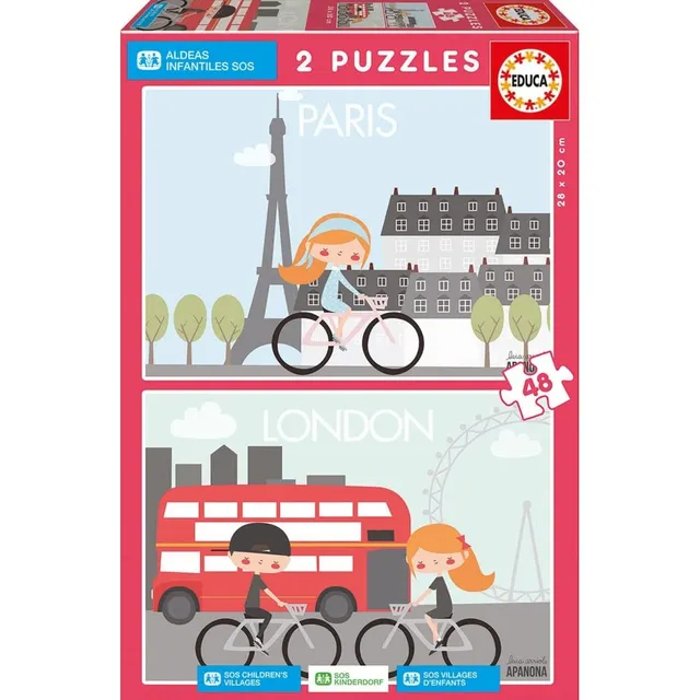 educa-17726-sos-kinderdorf-2x48-teile-kinderpuzzle image 1