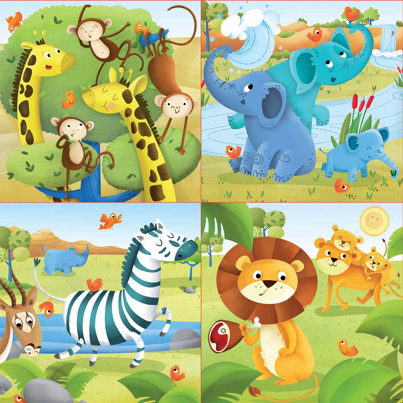 educa-wilde-tiere-17147-kinderpuzzle-4in1-12-25-teile image 2