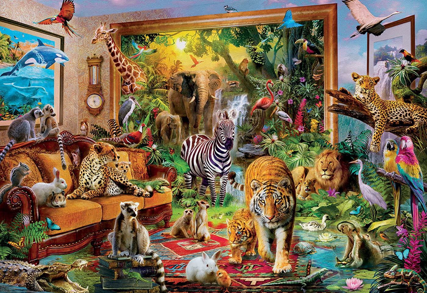 educa-wilde-tiere-im-haus-17679-puzzle-6000-teile-dschungel image 2