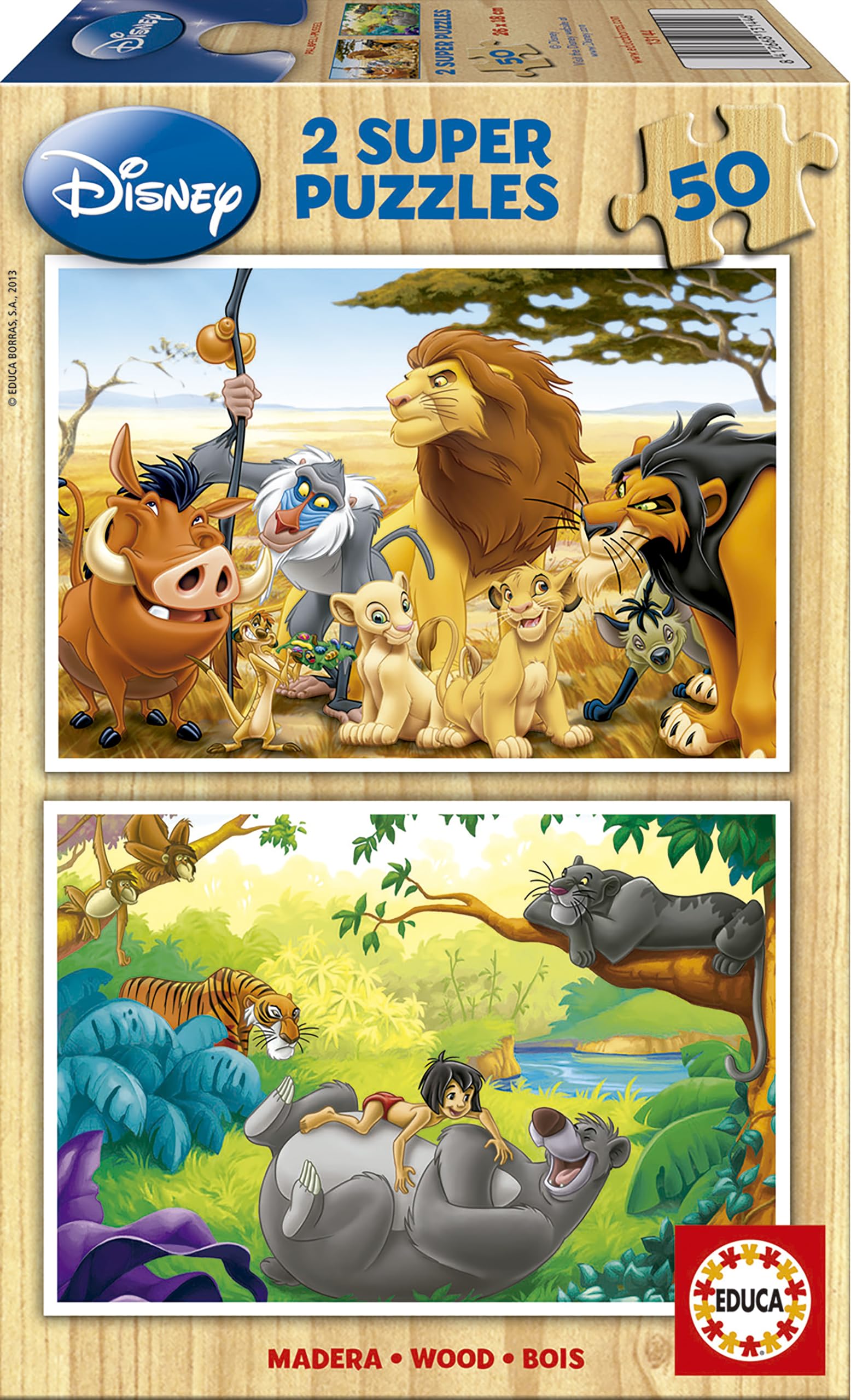 educa-holzpuzzle-disney-tierfreunde-2x50-teile-ab-4-jahren image 1