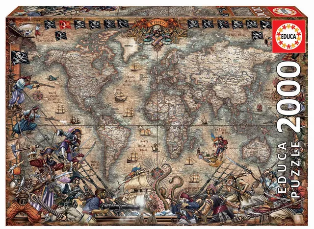 educa-piraten-weltkarte-18008-puzzle-2000-teile-ab-12-jahren image 1