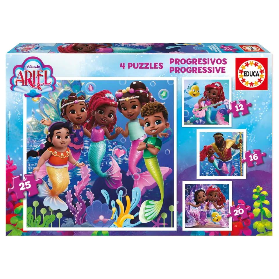 educa-ariel-progressive-20342-kinderpuzzle-4in1-12-25-teile image 1