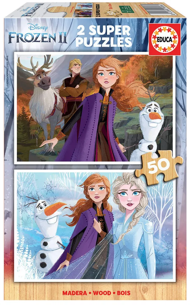 educa-18086-frozen-2-holzpuzzle-2x50-teile-ab-4-jahren image 1