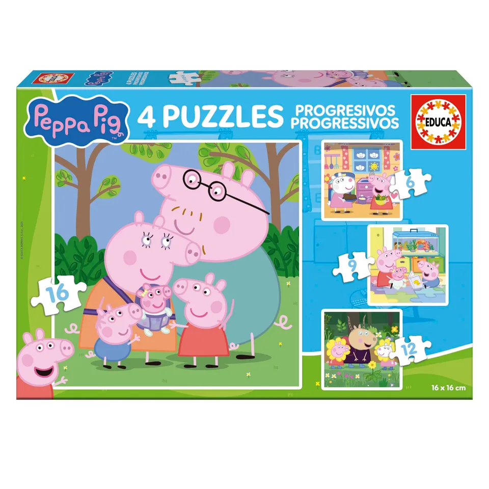educa-peppa-pig-20325-kinderpuzzle-4er-6-12-teile-ab-3-j image 1