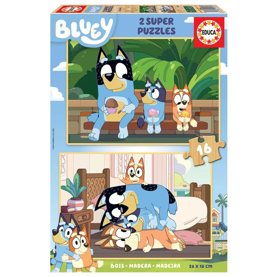 educa-bluey-2x16-teile-holzpuzzle-kinderpuzzle-ab-3-jahren image 1