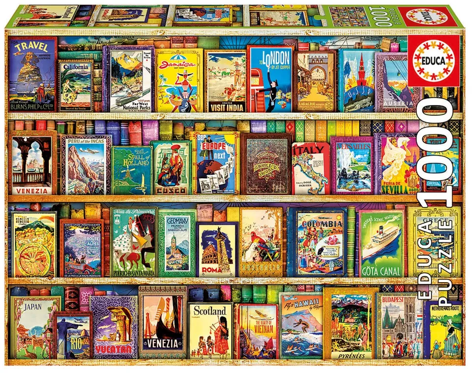 educa-17102-world-travel-guides-puzzle-1000-teile-vintage image 1