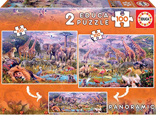 educa-wilde-tiere-kinderpuzzle-2x100-teile-panorama-ab-6-j image 5