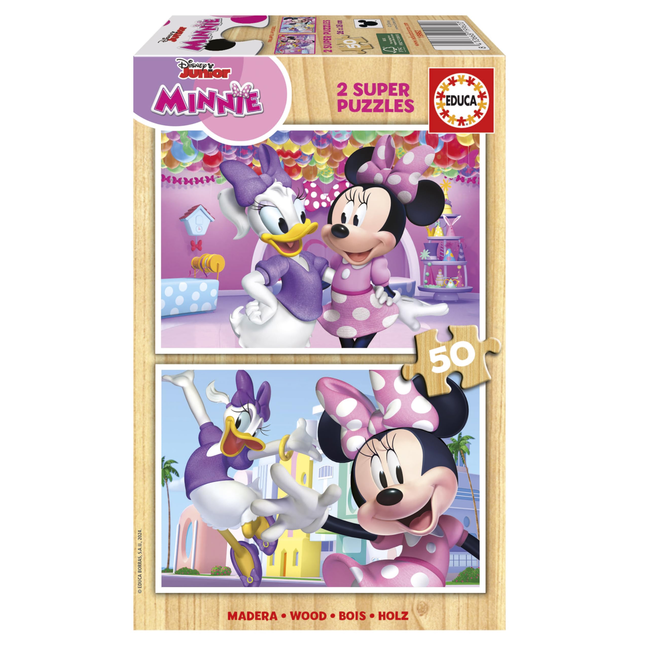 educa-minnie-mouse-2x50-teile-holzpuzzle-kinder-ab-5-jahren image 1