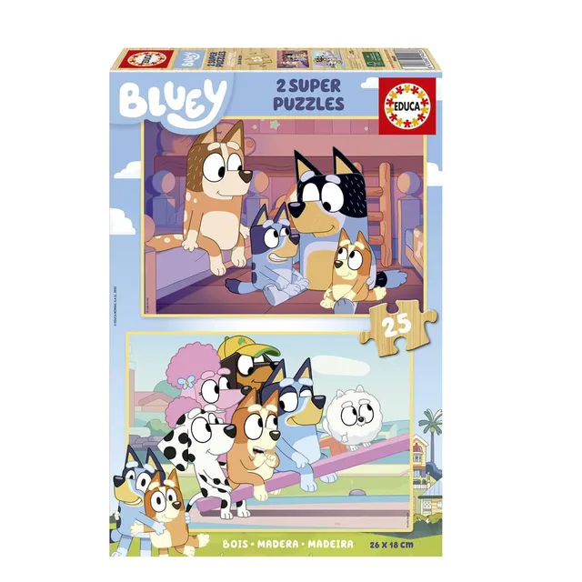educa-bluey-holzpuzzle-2x25-teile-set-ab-3-jahren image 1