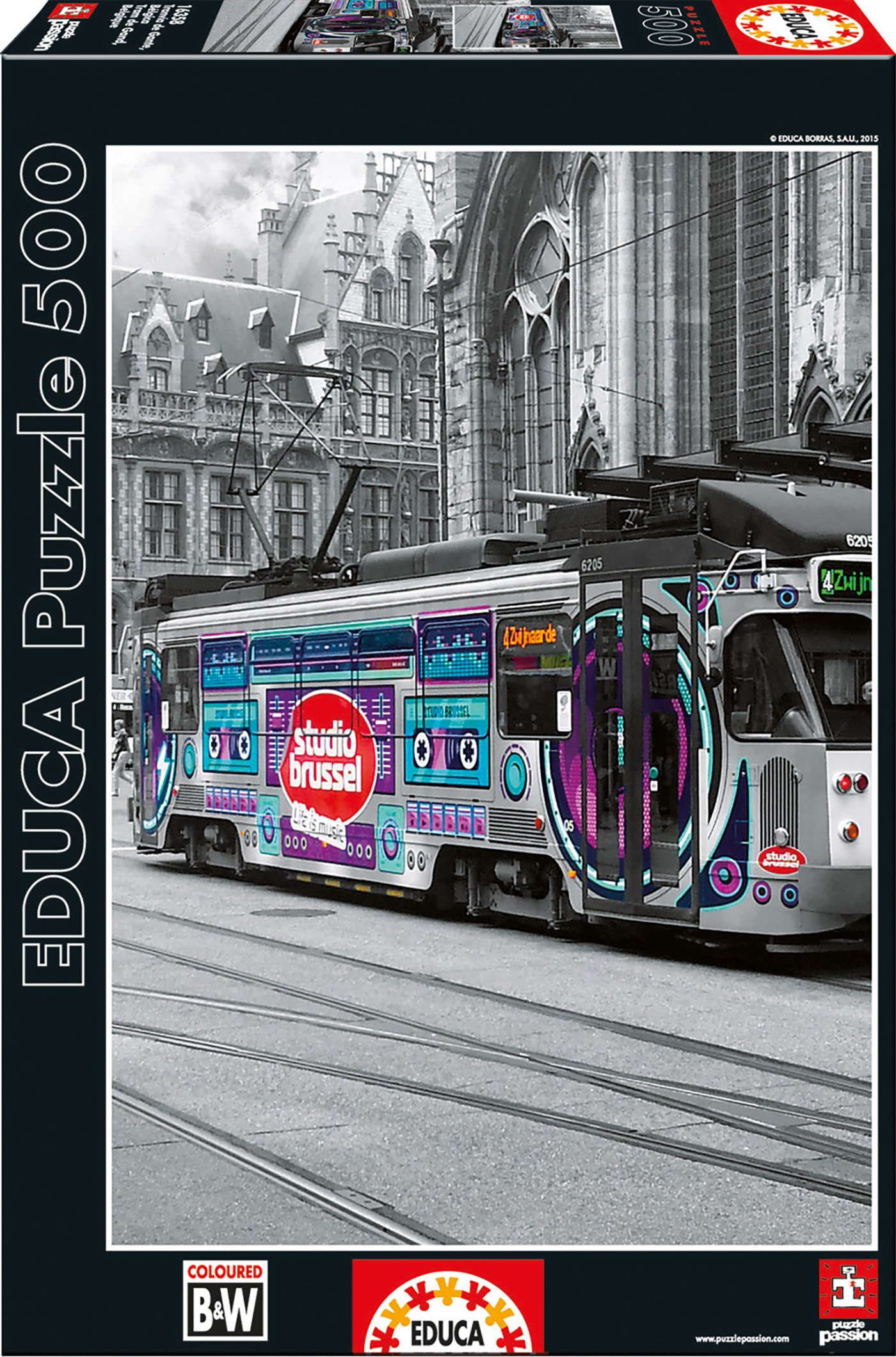 educa-16358-ghent-s-tram-puzzle-500-teile-s-w image 1