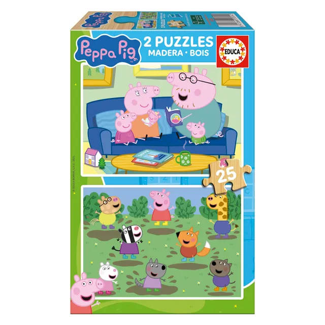 educa-peppa-pig-20324-holzpuzzle-2x25-teile-ab-4-jahre image 1