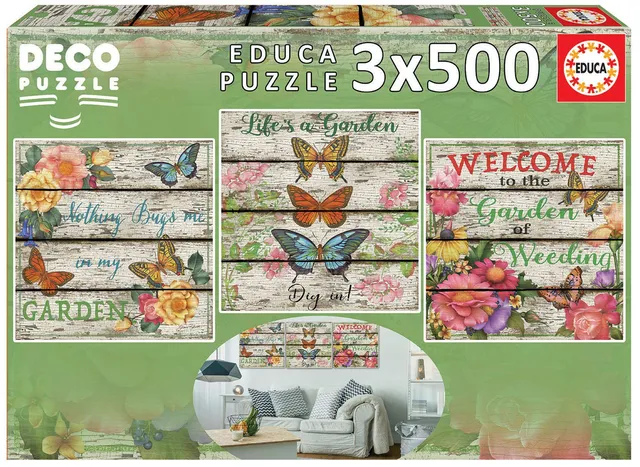 educa-17965-landleben-3x500-teile-puzzleset-nostalgie-garten image 1