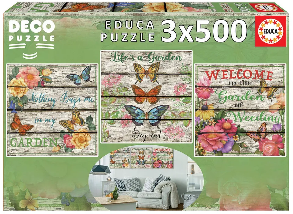 educa-17965-landleben-3x500-teile-puzzleset-nostalgie-garten image 1