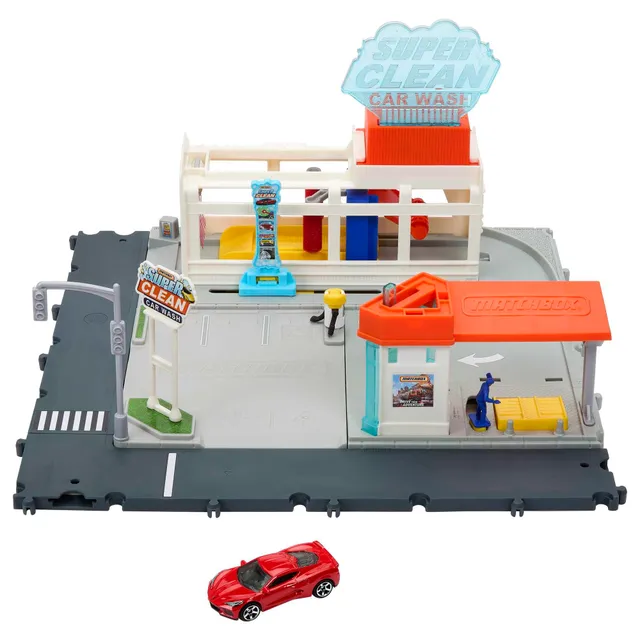 matchbox-action-drivers-hnj54-super-clean-autowaschanlage-spielset-mit-auto image 1