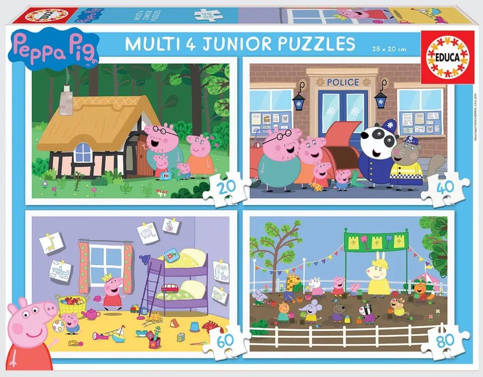educa-peppa-wutz-18645-kinderpuzzle-4in1-20-80-teile image 1