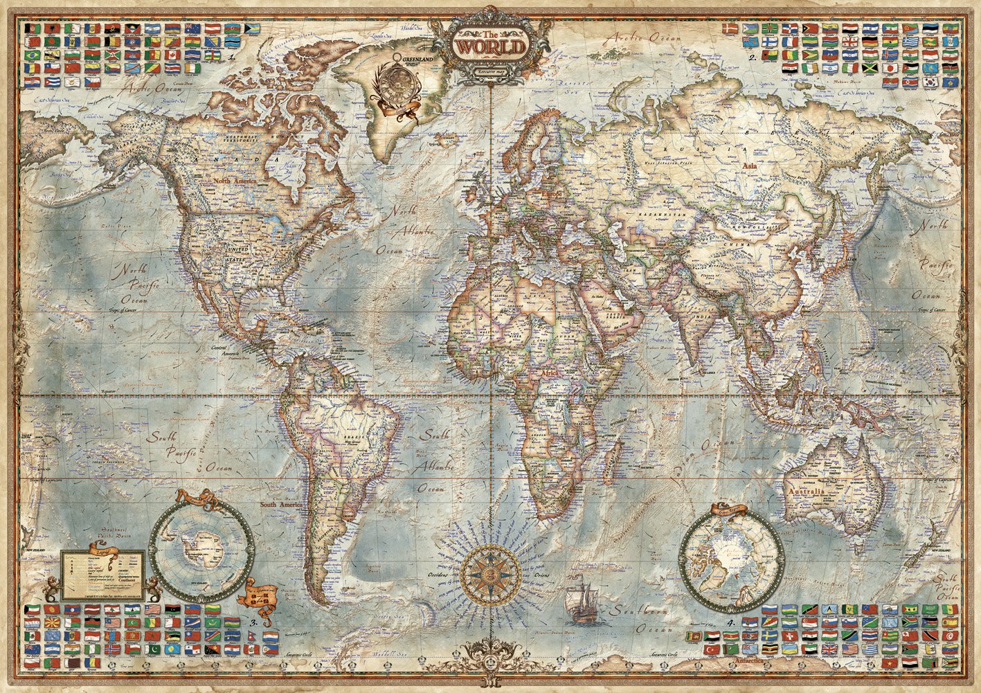 educa-antike-karte-16005-puzzle-1500-teile-weltkarte image 2