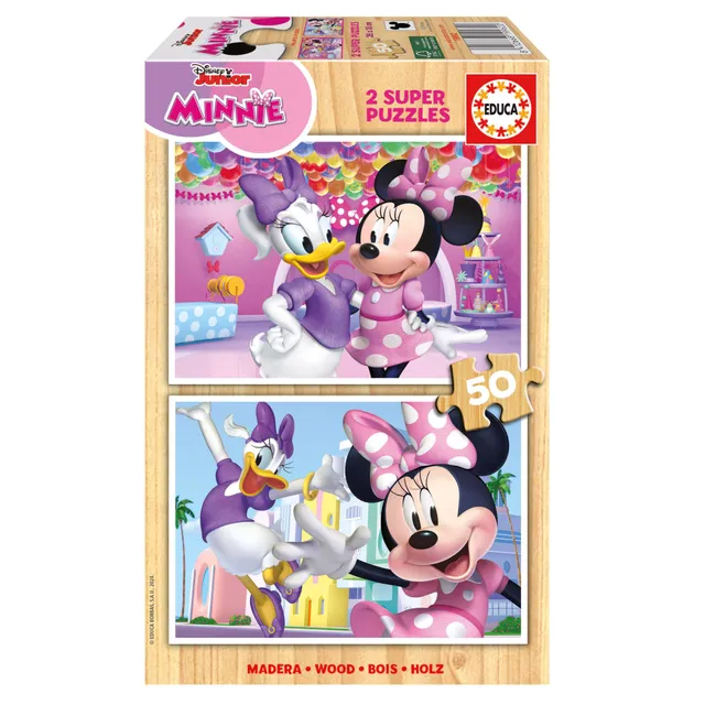 educa-minnie-mouse-2x50-teile-holzpuzzle-kinder-ab-5-jahren image 1