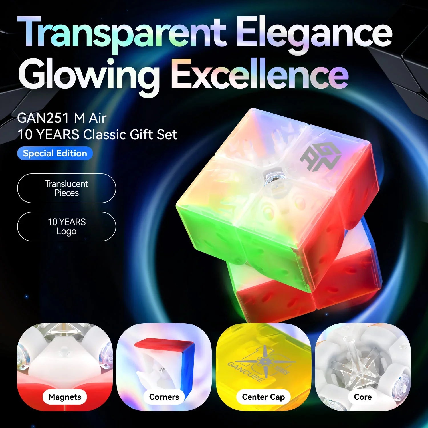 gan-251-m-air-ten-years-classic-2x2-speed-cube-geschenkset image 2