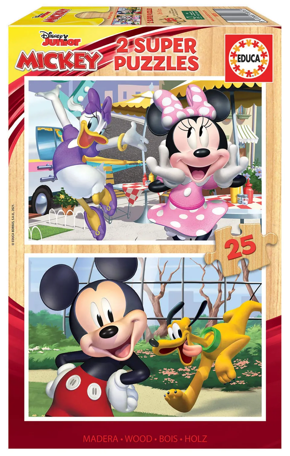 educa-18876-mickey-und-freunde-holzpuzzle-2x25-teile-disney image 1