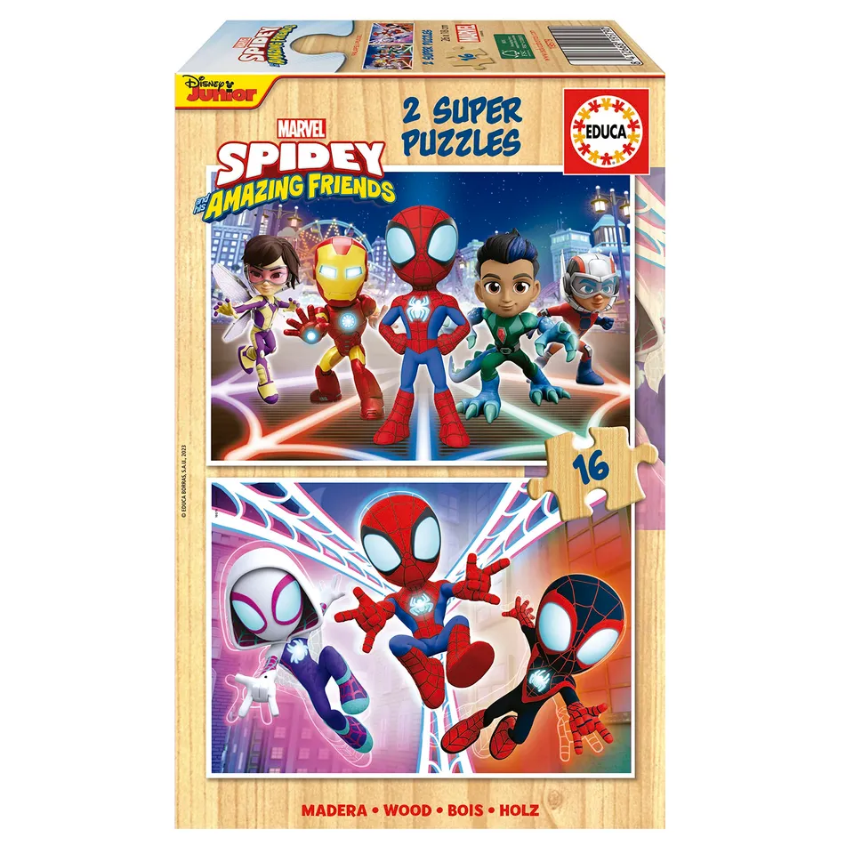 educa-spidey-und-seine-super-freunde-holzpuzzle-2x16-teile-ab-3-j image 1