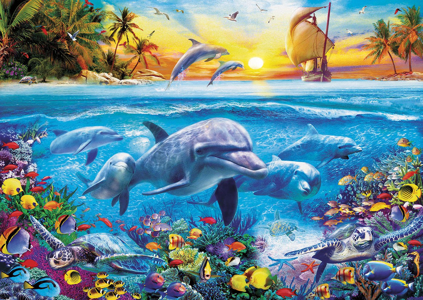 educa-17672-delfinfamilie-puzzle-2000-teile-96x68-cm image 2