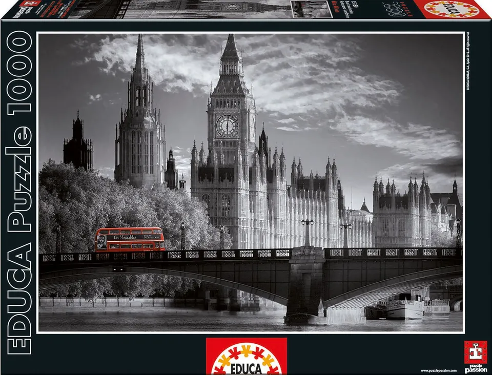 educa-15180-london-bus-puzzle-1000-teile-schwarz-wei image 1