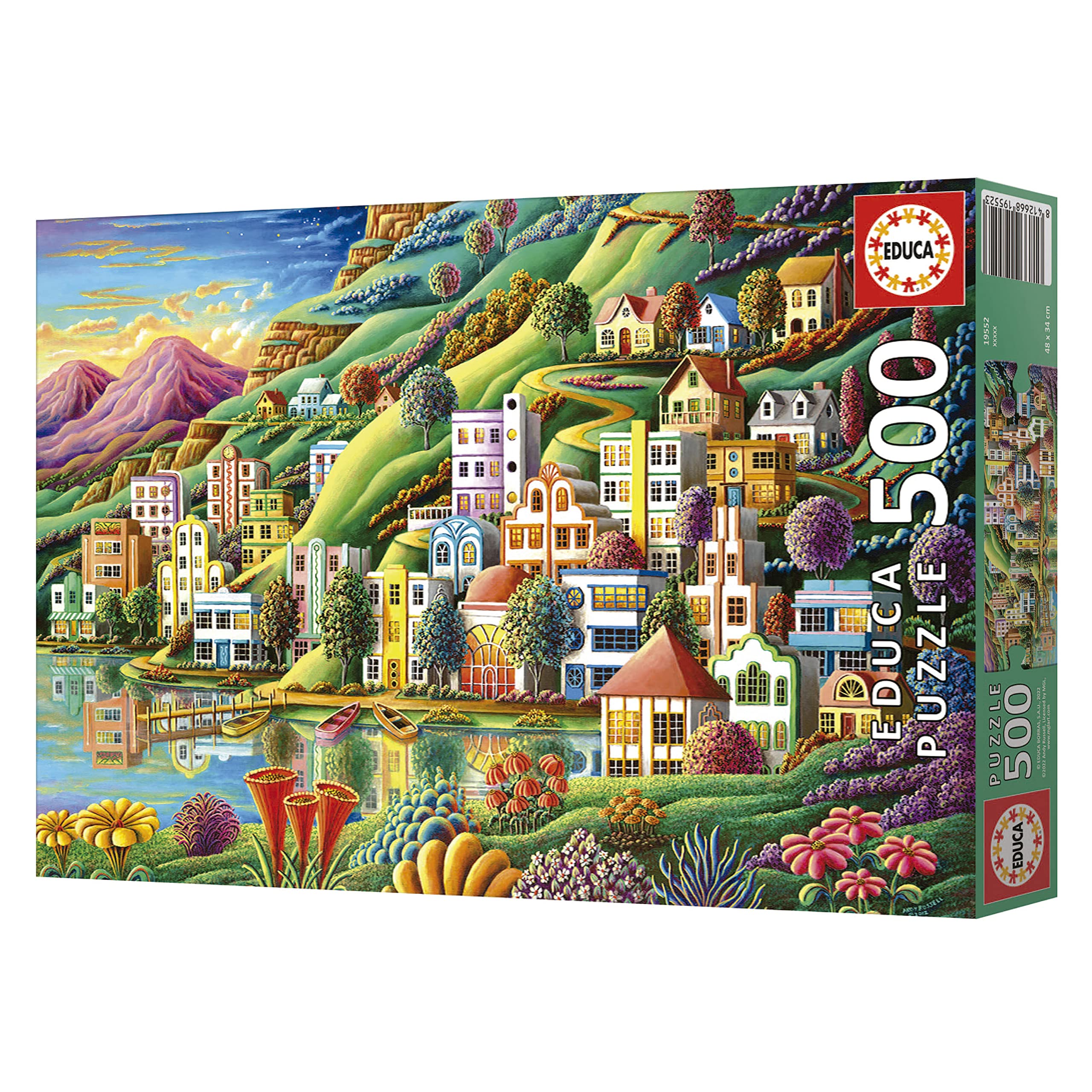 educa-19552-buntes-dorf-am-see-puzzle-500-teile-landschaft image 4
