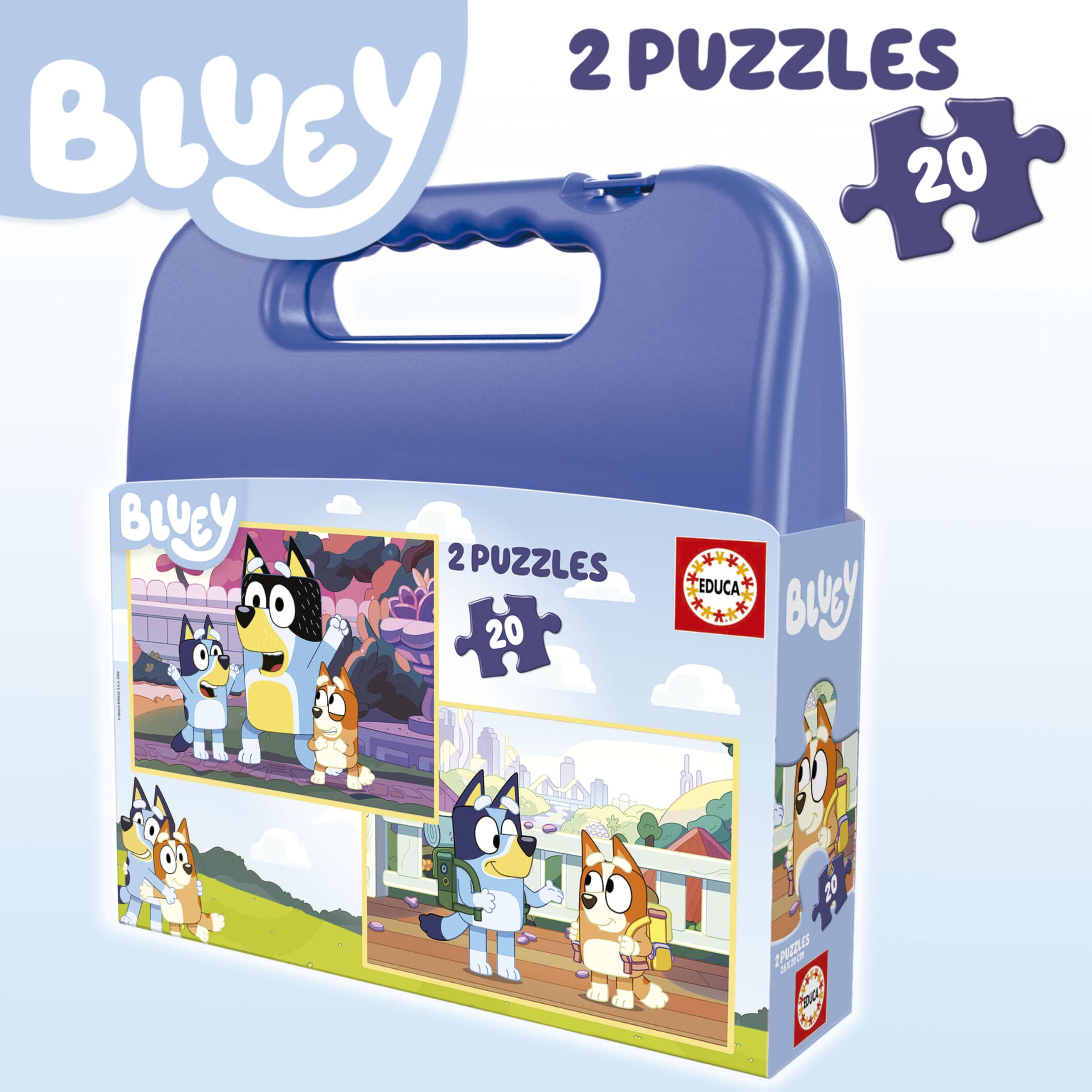 educa-bluey-19966-kinderpuzzle-set-2x20-teile-koffer-ab-4-jahren image 4