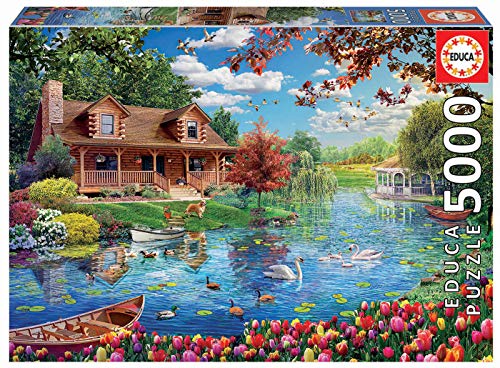 educa-19056-haus-am-see-5000-teile-puzzle-landschaft-xxl image 6