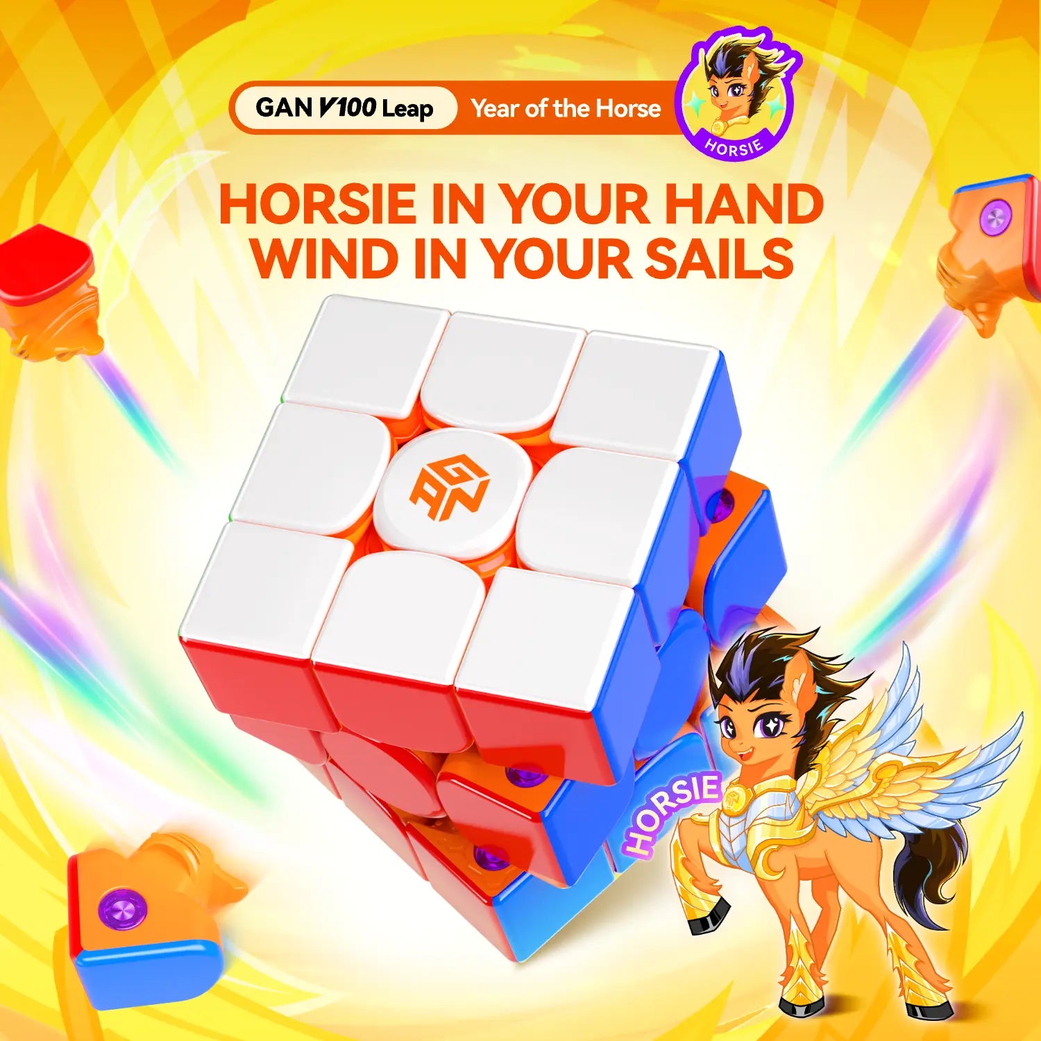 gan-v100-speed-cube-3x3-year-of-the-horse-magnetisch image 2