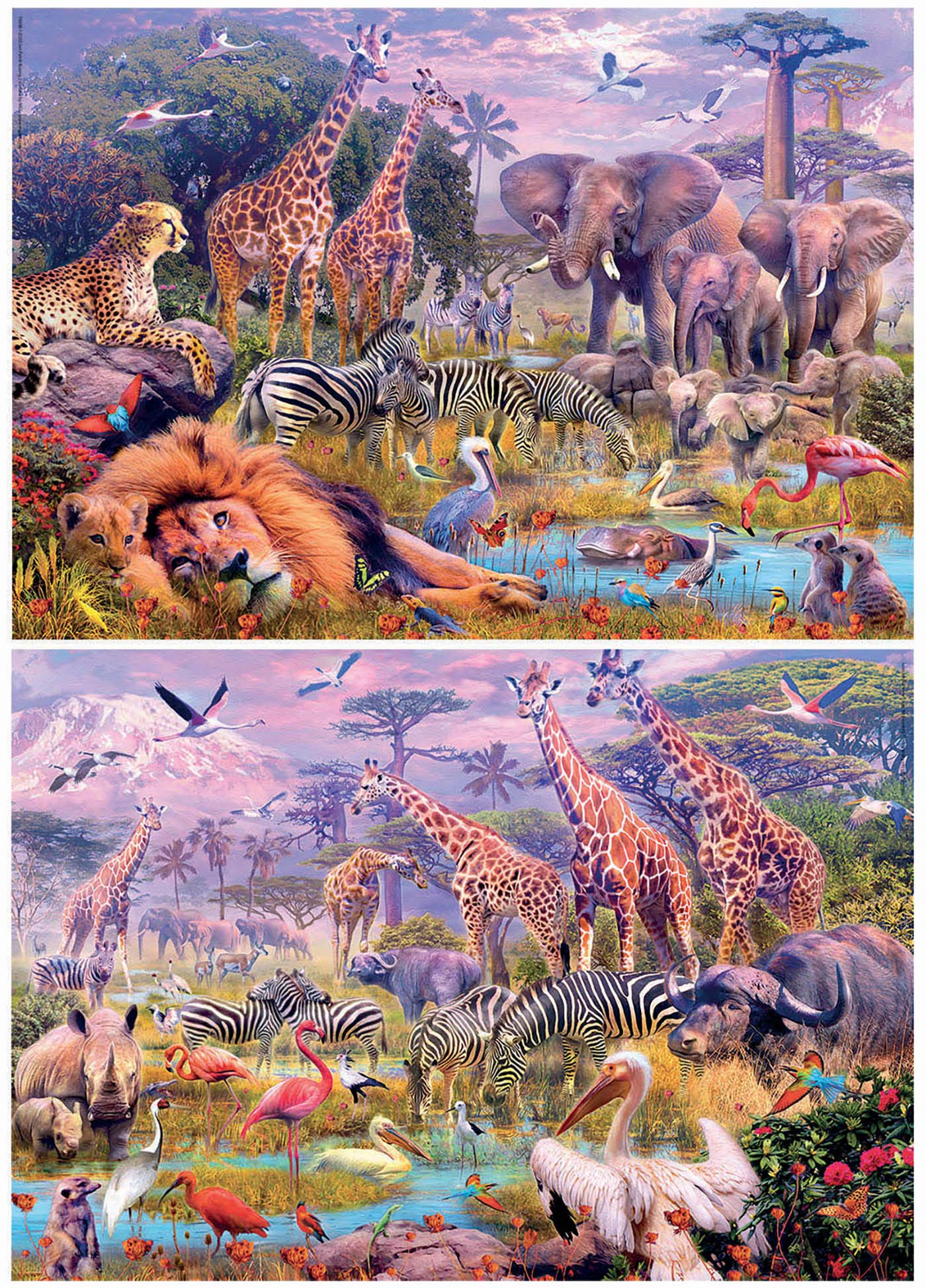 educa-wilde-tiere-kinderpuzzle-2x100-teile-panorama-ab-6-j image 2