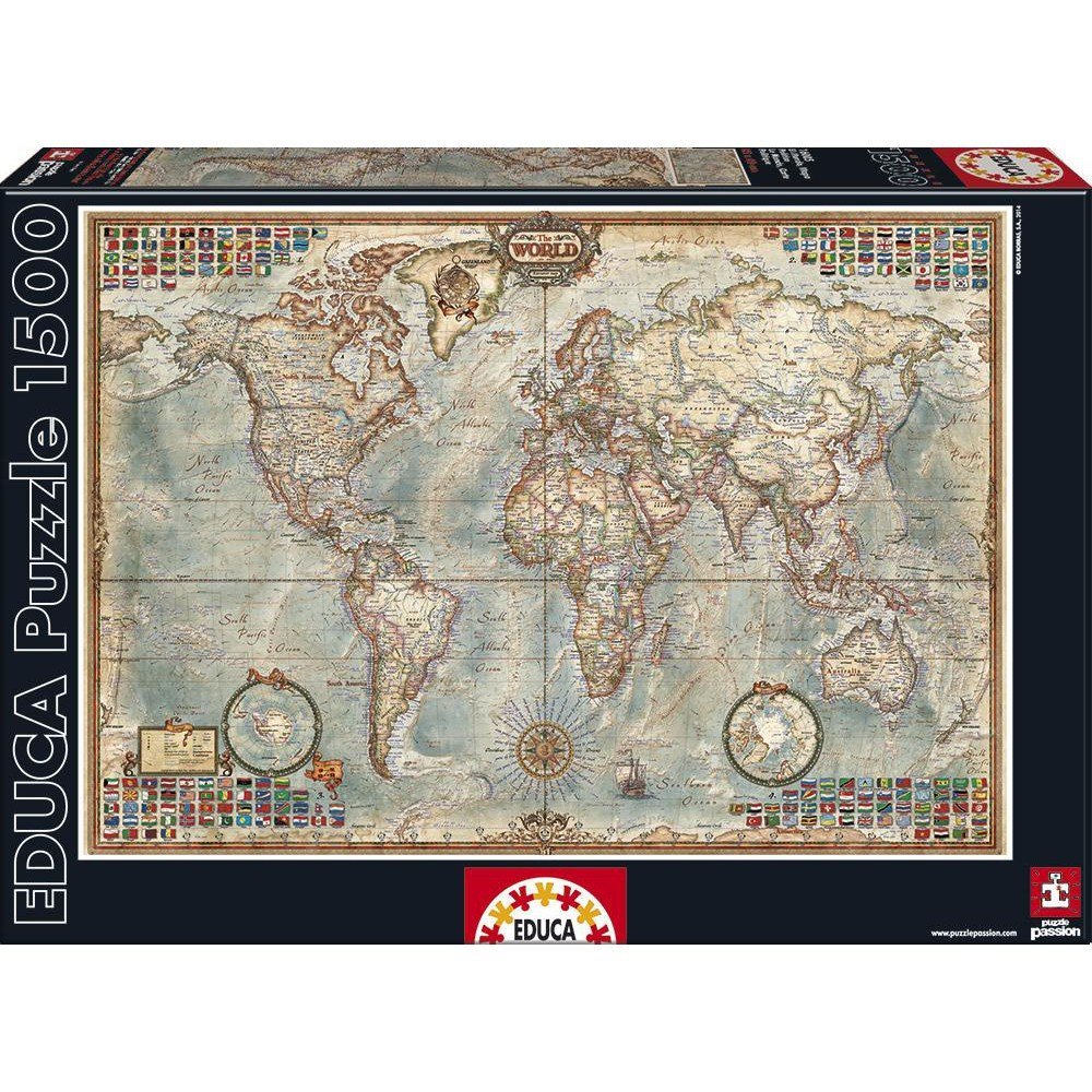 educa-antike-karte-16005-puzzle-1500-teile-weltkarte image 3