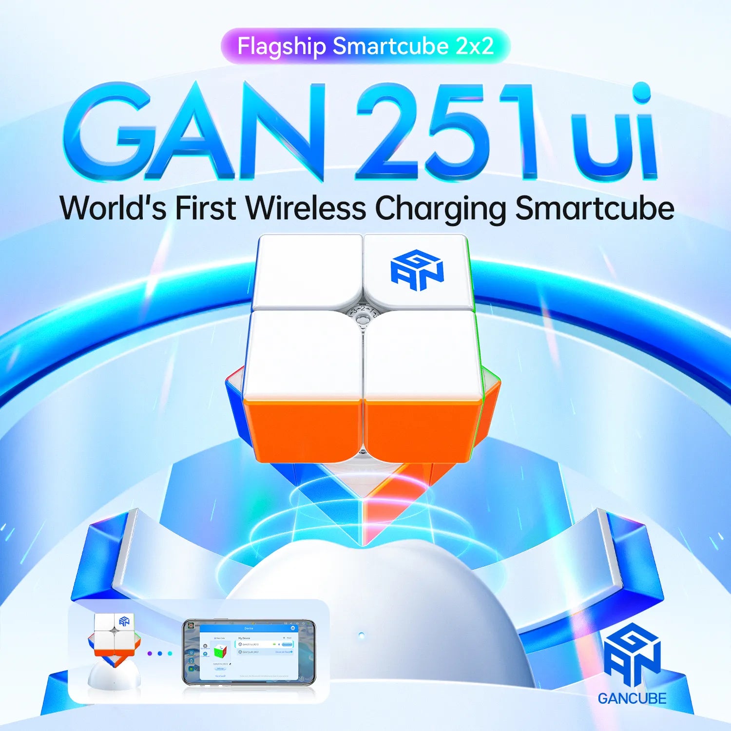gan-smart-cube-gan251-ui-2x2-speedcube-uv-coated-mit-app image 2
