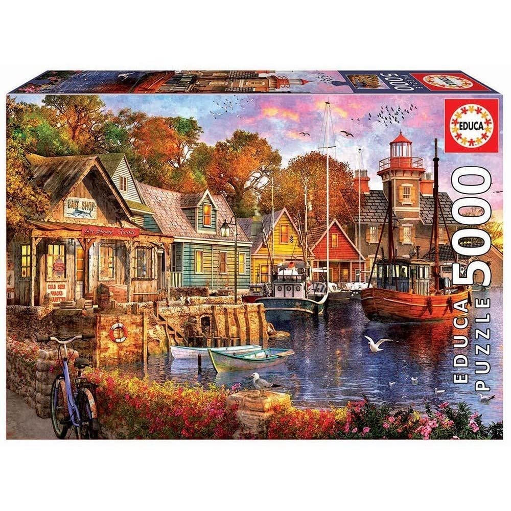 educa-18015-abends-am-hafen-puzzle-5000-teile-boote image 1