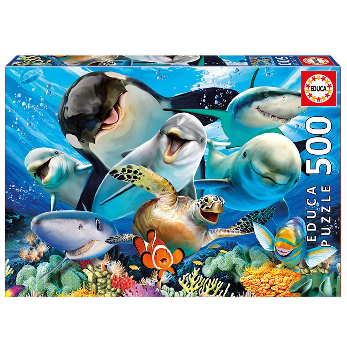 educa-meerestiere-selfie-17647-puzzle-500-teile-hai-delfin image 1