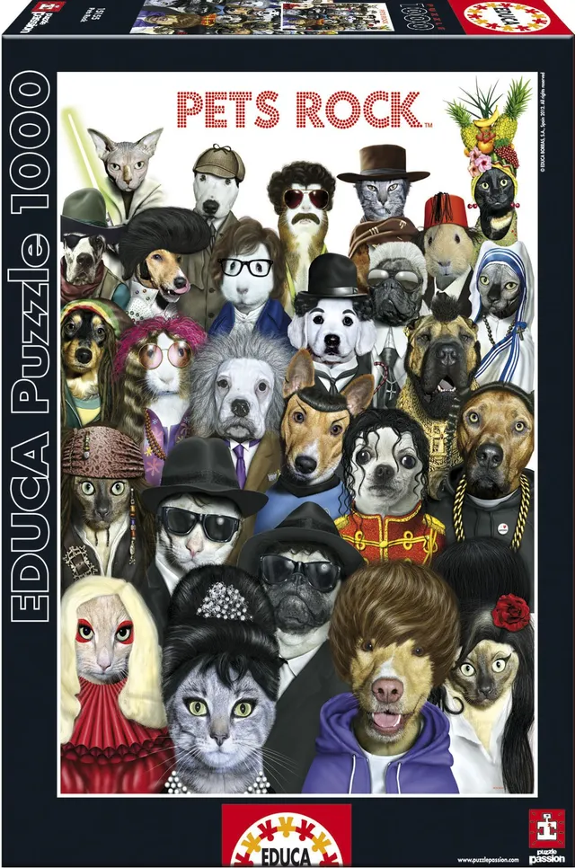 educa-15155-pets-rock-puzzle-1000-teile-hunde image 1