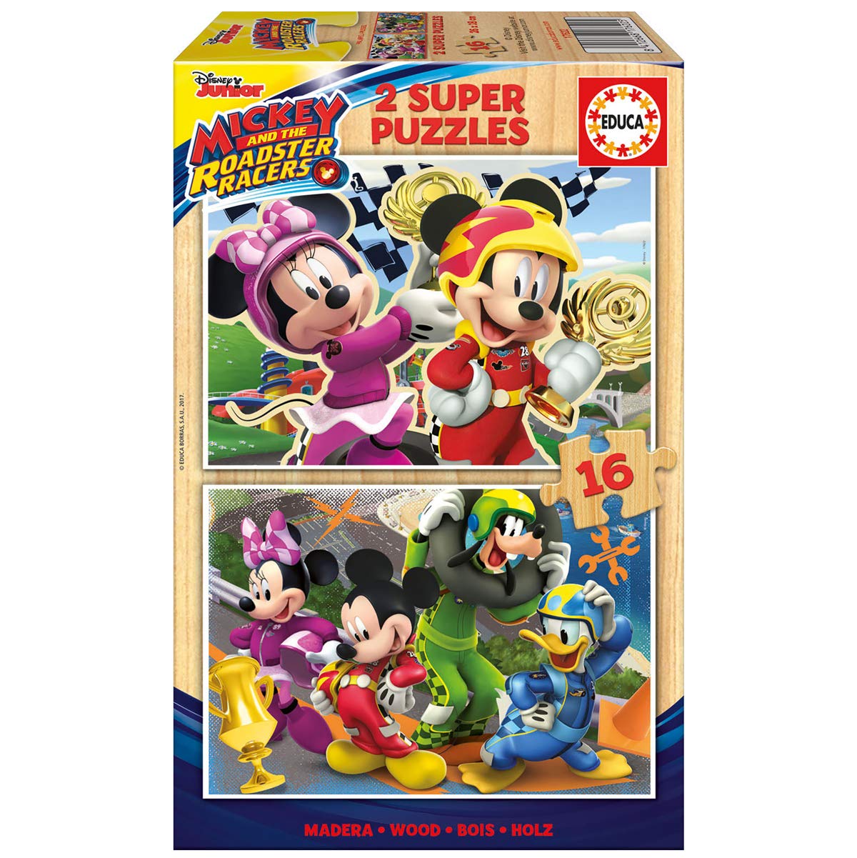 educa-17622-mickey-holzpuzzle-2x16-teile-ab-3-jahren-disney image 1