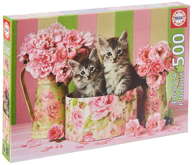 educa-k-tzchen-und-rosen-500-teile-puzzle-katze-48x34-cm image 1