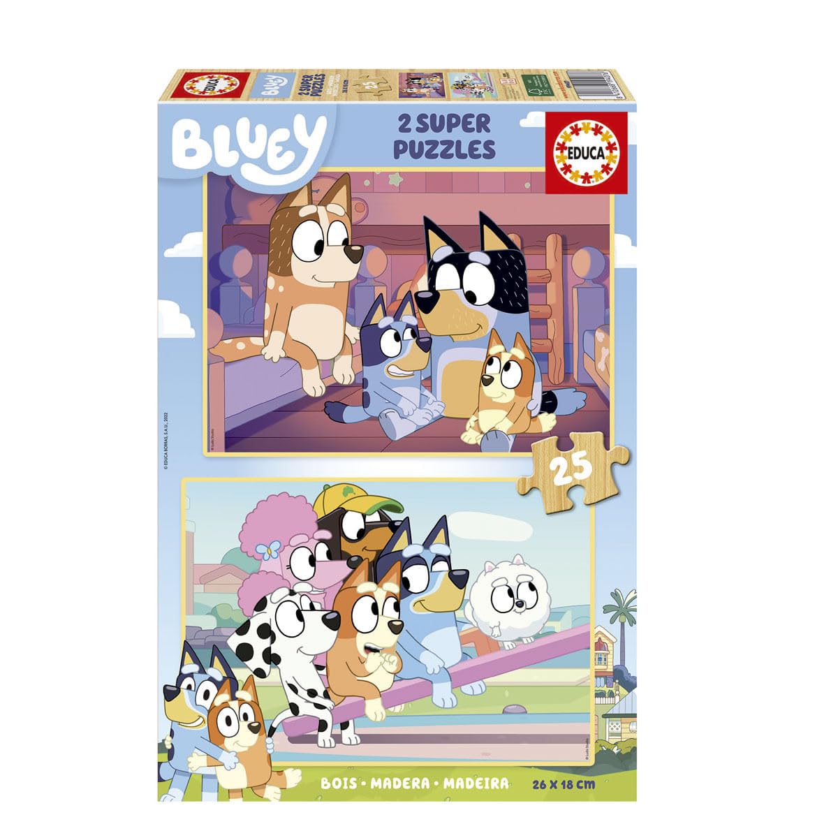 educa-bluey-holzpuzzle-2x25-teile-set-ab-3-jahren image 1