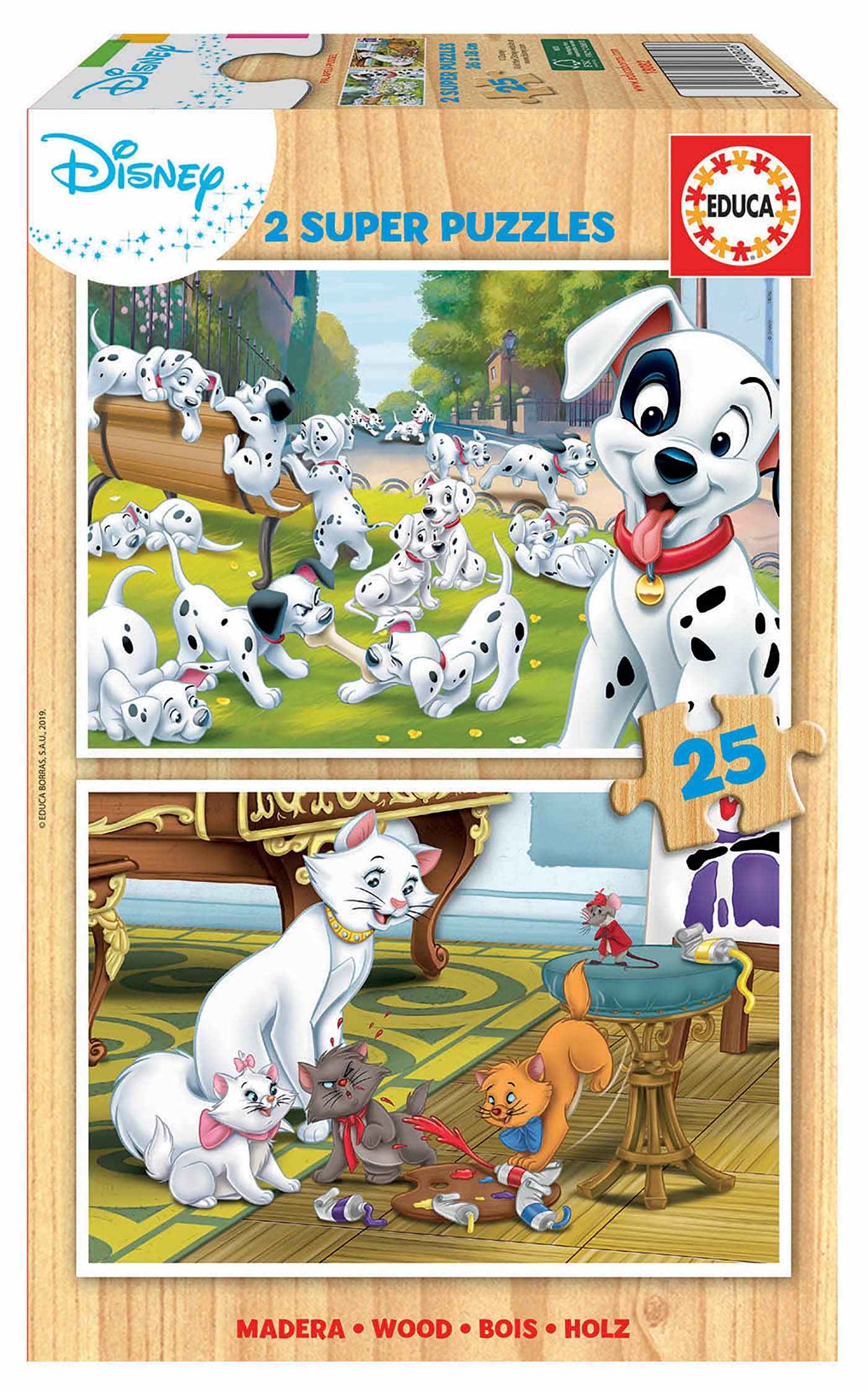 educa-18082-101-dalmatiner-aristocats-kinderpuzzle-2x25-teile-ab-3-j image 1