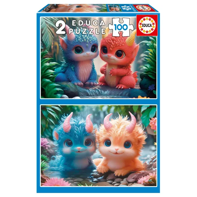 educa-entz-ckende-monster-kinderpuzzle-2x100-teile-ab-6-jahren image 1