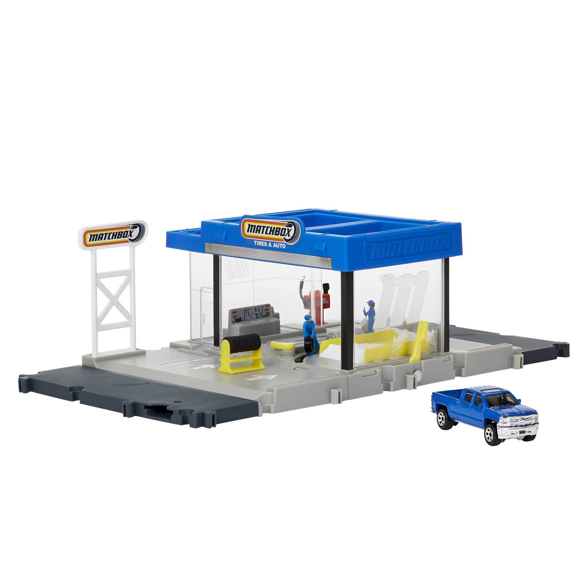 matchbox-action-drivers-hdl34-autoshop-spielset-mit-chevy-silverado-ab-3 image 1
